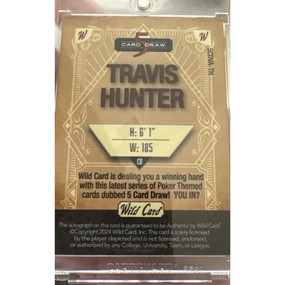 2024 WILD CARD 5 CARD DRAW TRAVIS HUNTER 2/2 Green/Blue  AUTO #5CDVA-TH